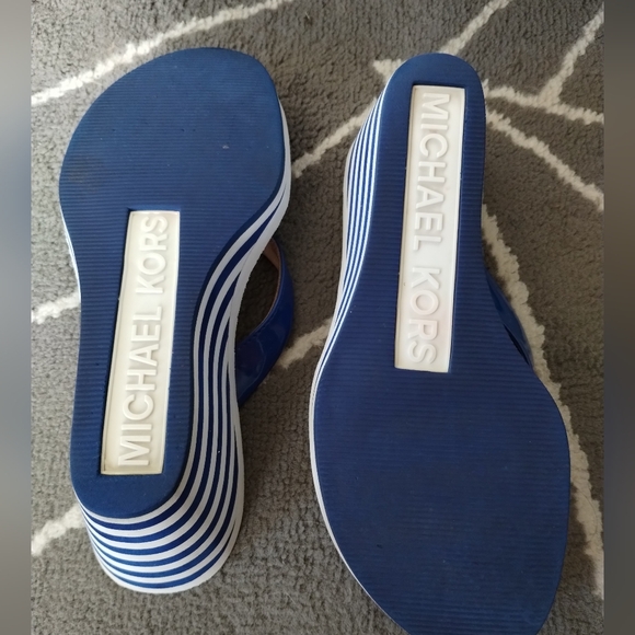 Michael Kors "Ruby Wedge" Striped Sandals - Picture 12 of 15
